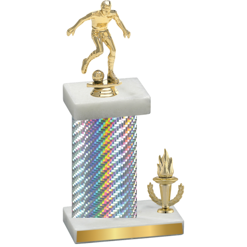 Accented Single Silver Carbon Fiber Victory Soccer Trophy