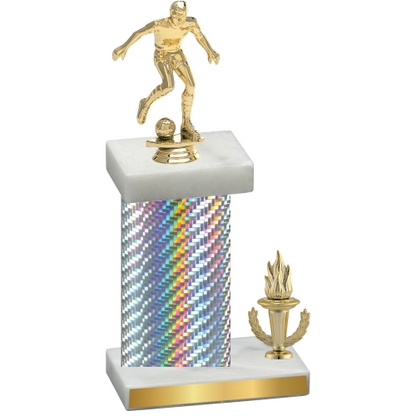 Accented Single Silver Carbon Fiber Victory Soccer Trophy