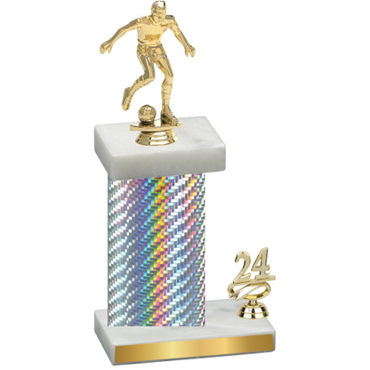 Accented Single Silver Carbon Fiber Year Soccer Trophy