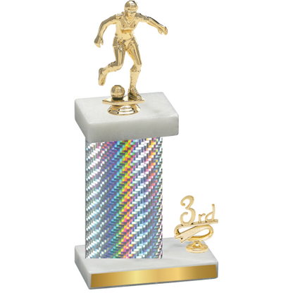 Accented Single Silver Carbon Fiber Third Place Soccer Trophy