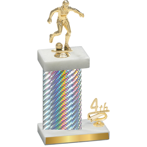 Accented Single Silver Carbon Fiber Fourth Place Soccer Trophy