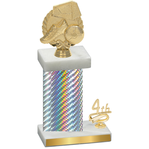 Accented Single Silver Carbon Fiber Fourth Place Soccer Trophy