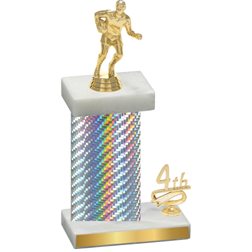 Accented Single Silver Carbon Fiber Fourth Place Rugby Trophy