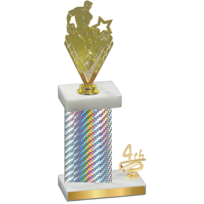 Accented Single Silver Carbon Fiber Fourth Place Rugby Trophy