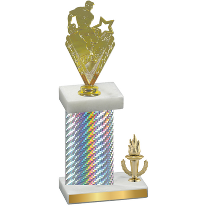 Accented Single Silver Carbon Fiber Victory Rugby Trophy