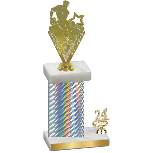 Accented Single Silver Carbon Fiber Year Rugby Trophy