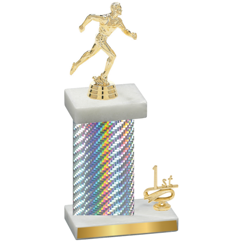 Accented Single Silver Carbon Fiber First Place Running Trophy