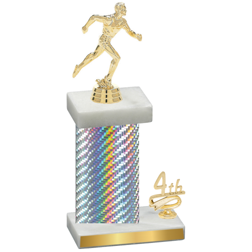 Accented Single Silver Carbon Fiber Fourth Place Running Trophy
