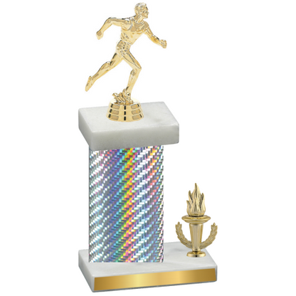 Accented Single Silver Carbon Fiber Victory Running Trophy