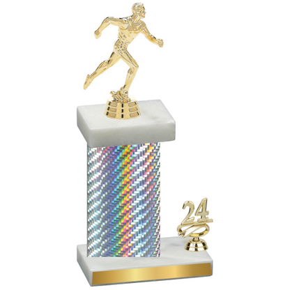 Accented Single Silver Carbon Fiber Year Running Trophy