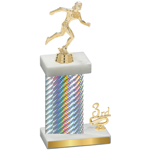 Accented Single Silver Carbon Fiber Third Place Running Trophy