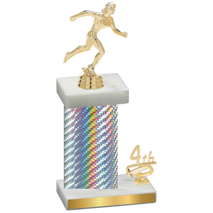 Accented Single Silver Carbon Fiber Fourth Place Running Trophy