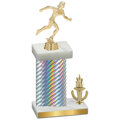 Accented Single Silver Carbon Fiber Victory Running Trophy