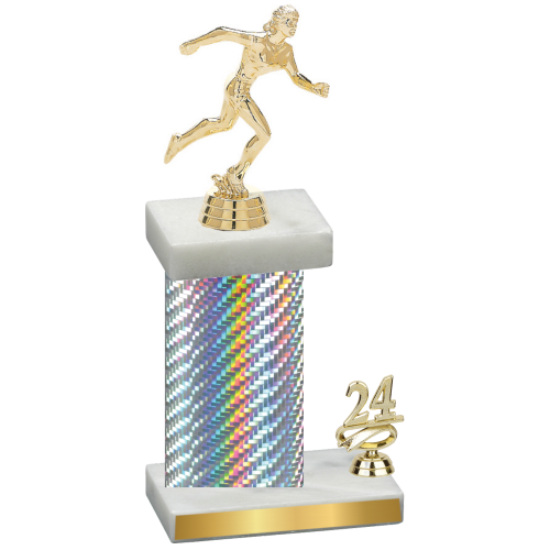 Accented Single Silver Carbon Fiber Year Running Trophy