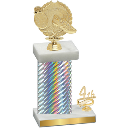 Accented Single Silver Carbon Fiber Fourth Place Running Trophy
