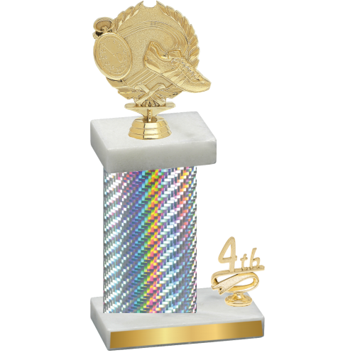 Accented Single Silver Carbon Fiber Fourth Place Running Trophy