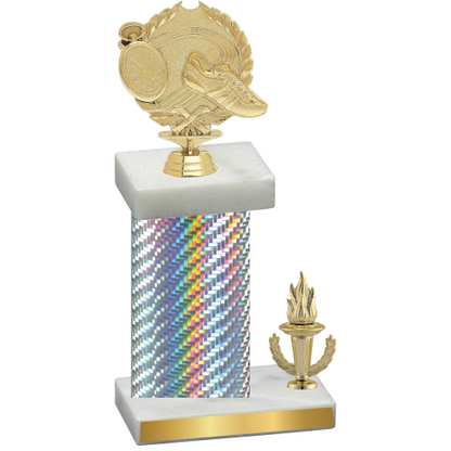 Accented Single Silver Carbon Fiber Victory Running Trophy