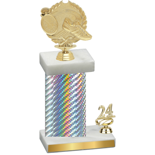 Accented Single Silver Carbon Fiber Year Running Trophy