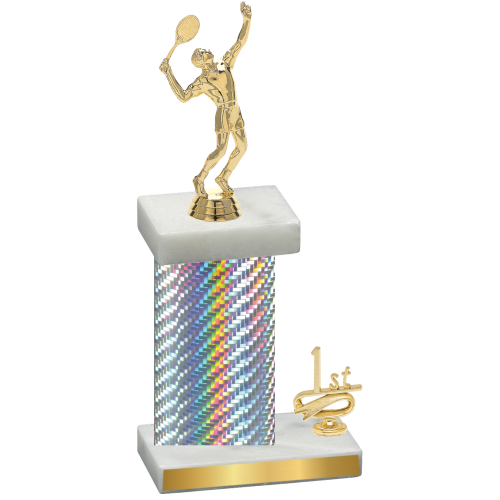 Accented Single Silver Carbon Fiber First Place Tennis Trophy