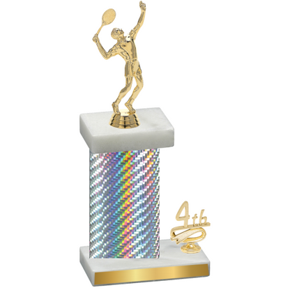 Accented Single Silver Carbon Fiber Fourth Place Tennis Trophy