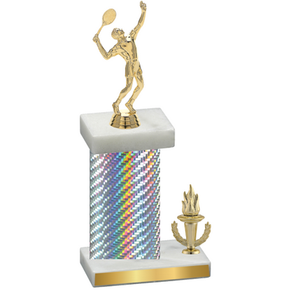 Accented Single Silver Carbon Fiber Victory Tennis Trophy