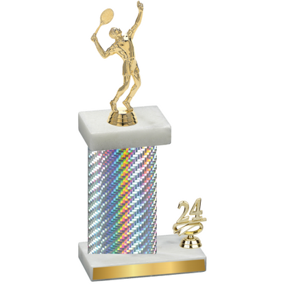 Accented Single Silver Carbon Fiber Year Tennis Trophy