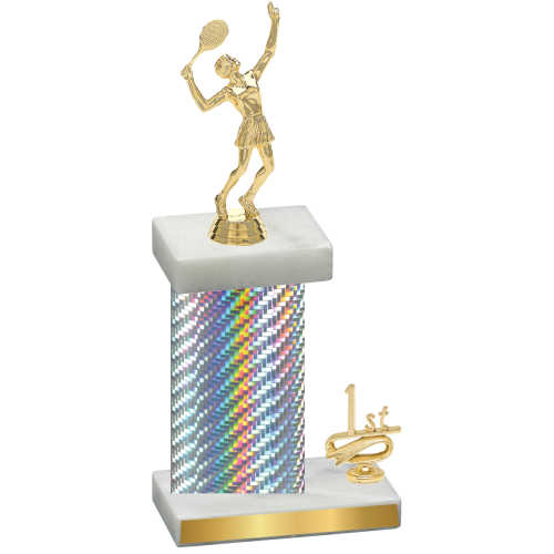 Accented Single Silver Carbon Fiber First Place Tennis Trophy