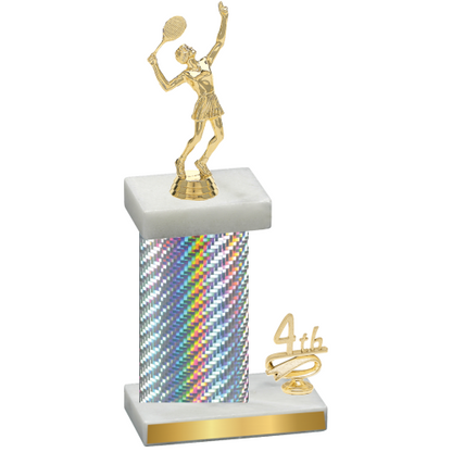 Accented Single Silver Carbon Fiber Fourth Place Tennis Trophy