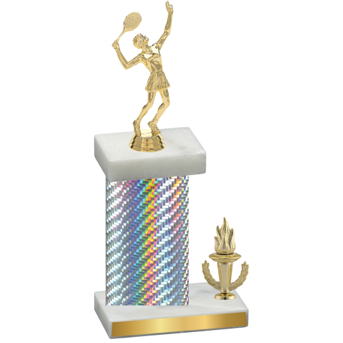 Accented Single Silver Carbon Fiber Victory Tennis Trophy