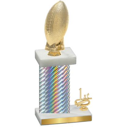 Accented Single Silver Carbon Fiber First Place Football Trophy