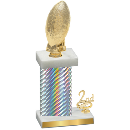 Accented Single Silver Carbon Fiber Second Place Football Trophy