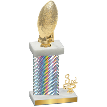 Accented Single Silver Carbon Fiber Third Place Football Trophy