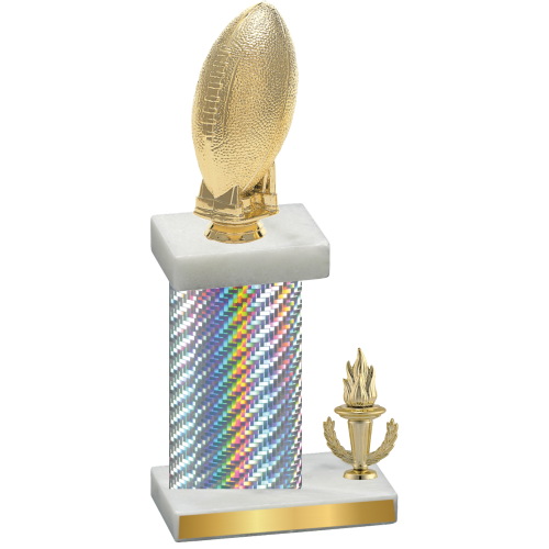 Accented Single Silver Carbon Fiber Victory Football Trophy