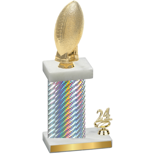 Accented Single Silver Carbon Fiber Year Football Trophy