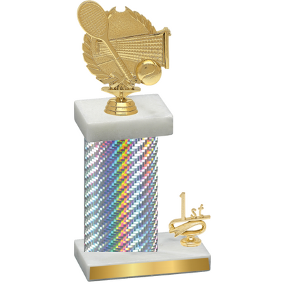 Accented Single Silver Carbon Fiber First Place Tennis Trophy