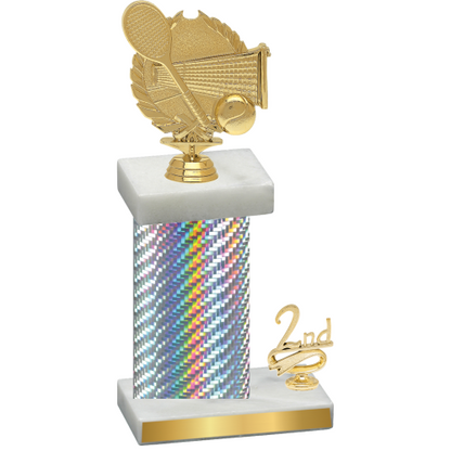 Accented Single Silver Carbon Fiber Second Place Tennis Trophy