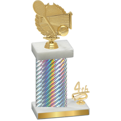 Accented Single Silver Carbon Fiber Fourth Place Tennis Trophy