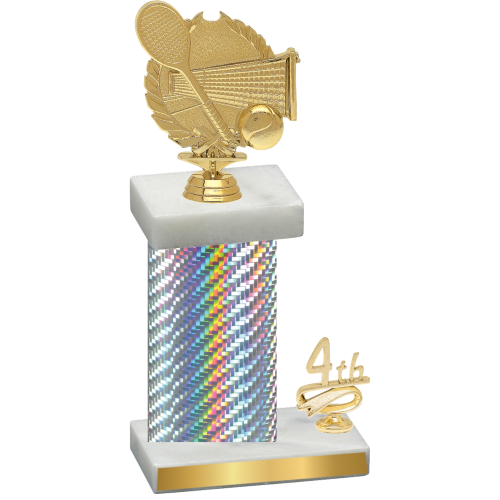 Accented Single Silver Carbon Fiber Fourth Place Tennis Trophy
