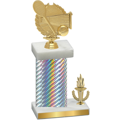Accented Single Silver Carbon Fiber Victory Tennis Trophy