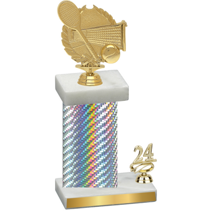 Accented Single Silver Carbon Fiber Year Tennis Trophy