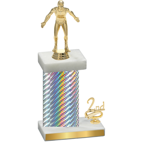 Accented Single Silver Carbon Fiber Second Place Wrestling Trophy