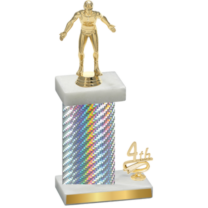 Accented Single Silver Carbon Fiber Fourth Place Wrestling Trophy