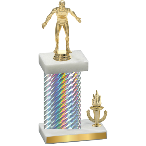 Accented Single Silver Carbon Fiber Victory Wrestling Trophy