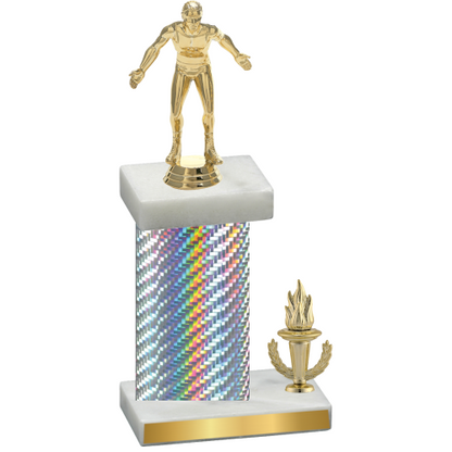 Accented Single Silver Carbon Fiber Victory Wrestling Trophy