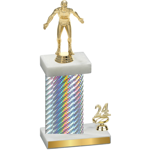 Accented Single Silver Carbon Fiber Year Wrestling Trophy