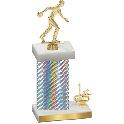 Accented Single Silver Carbon Fiber First Place Bowling Trophy