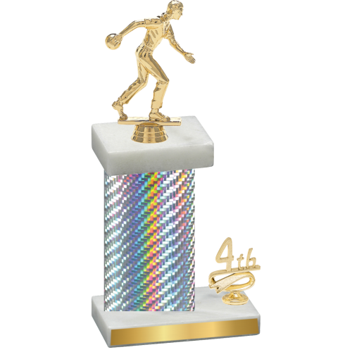 Accented Single Silver Carbon Fiber Fourth Place Bowling Trophy