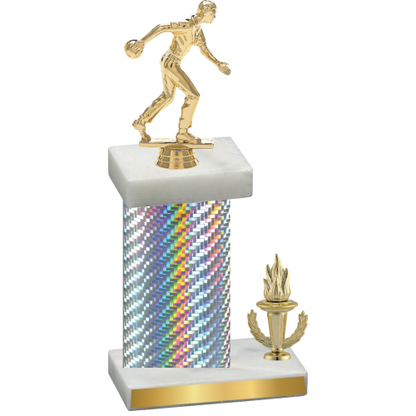 Accented Single Silver Carbon Fiber Victory Bowling Trophy