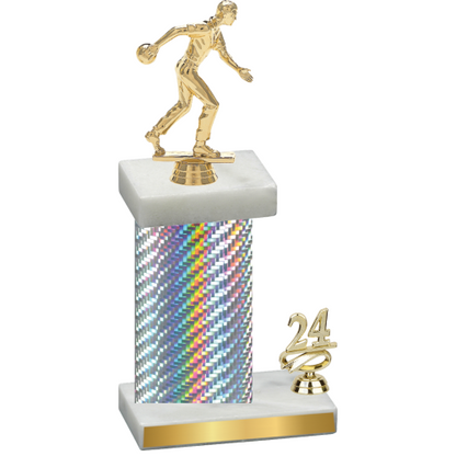 Accented Single Silver Carbon Fiber Year Bowling Trophy