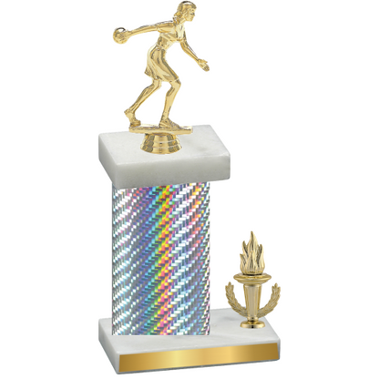 Accented Single Silver Carbon Fiber Victory Bowling Trophy